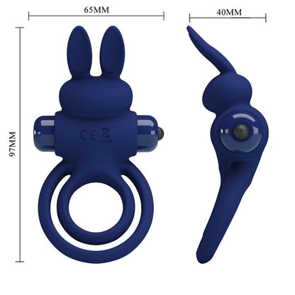 PRETTY LOVE - DAREY DUBBEL TRILLENDE RING KONIJN BLAUW