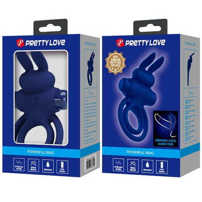PRETTY LOVE - DAREY DUBBEL TRILLENDE RING KONIJN BLAUW