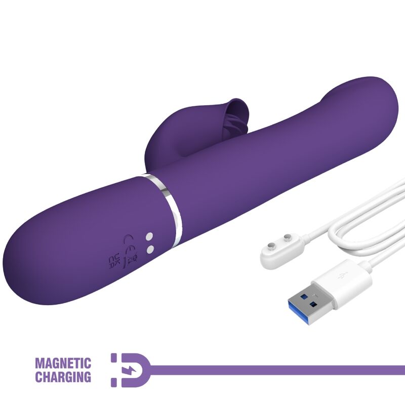 PRETTY LOVE - ZALIN konijnenvibrator met parels 4-in-1 paars