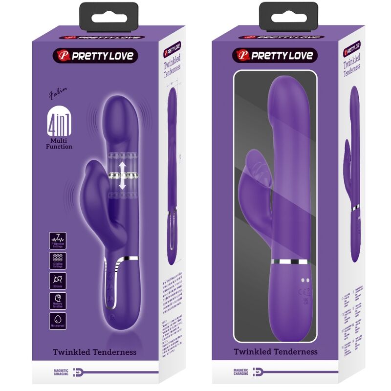 PRETTY LOVE - ZALIN konijnenvibrator met parels 4-in-1 paars