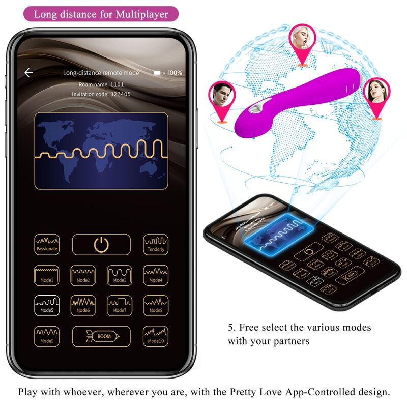PRETTY LOVE - HECTOR elektroshockvibrator met gratis app violet