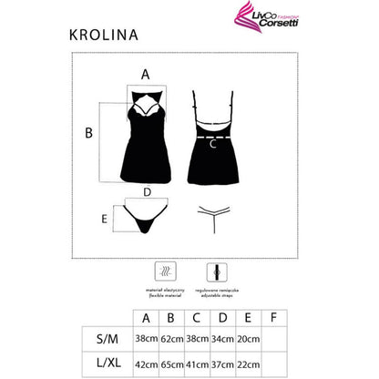LIVCO CORSETTI FASHION - KROLINA LC 90734 CHEMISE + STRING ZWART S/M