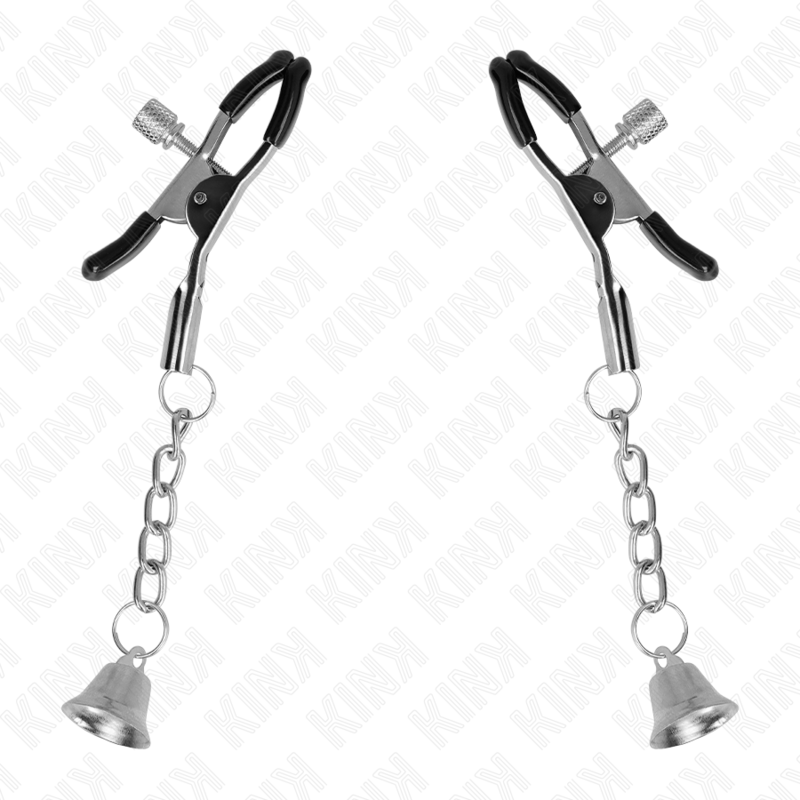 KINK - TEPELKLEMMEN MET ZILVEREN BELHANGER 6 CM