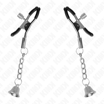KINK - TEPELKLEMMEN MET ZILVEREN BELHANGER 6 CM