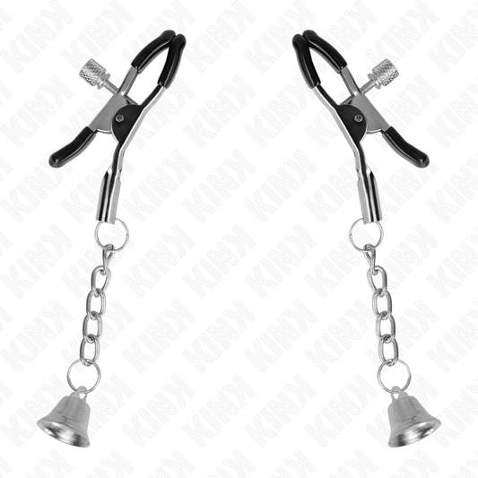 KINK - TEPELKLEMMEN MET ZILVEREN BELHANGER 6 CM