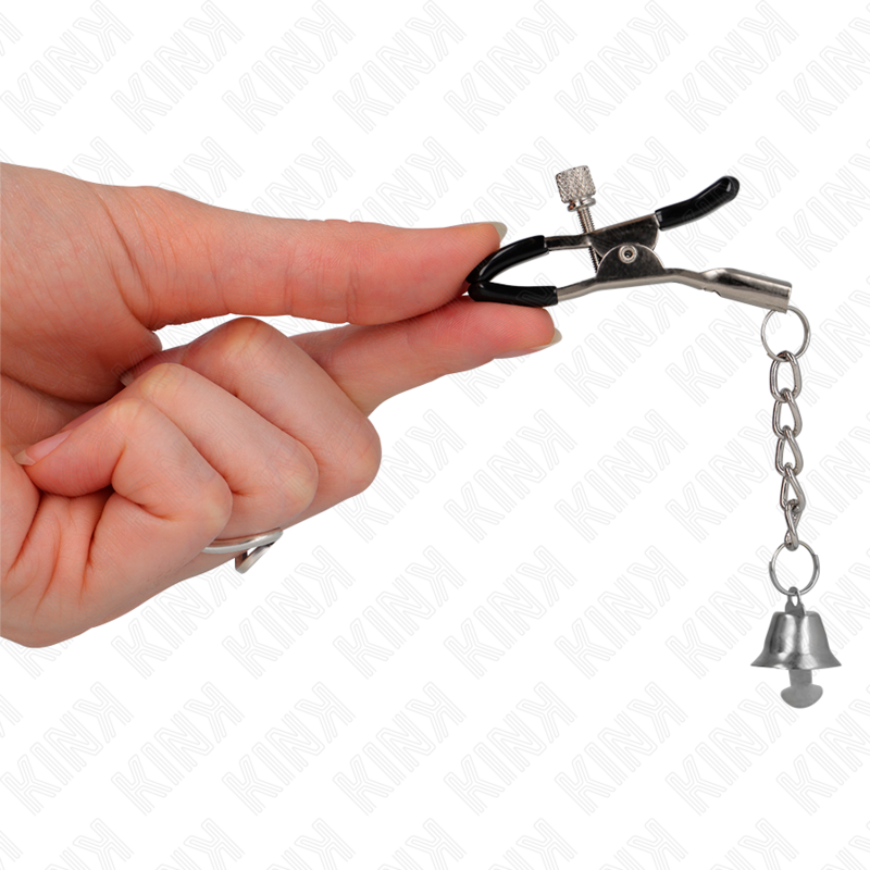 KINK - TEPELKLEMMEN MET ZILVEREN BELHANGER 6 CM