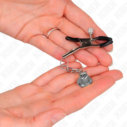 KINK - TEPELKLEMMEN MET ZILVEREN BELHANGER 6 CM