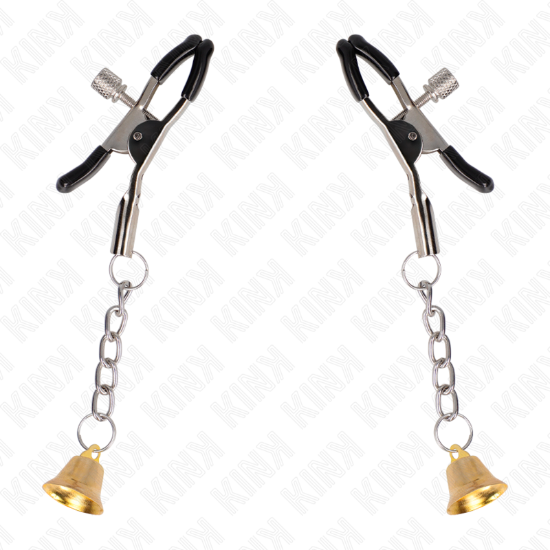 KINK - TEPELKLEMMEN MET GOUDEN BELHANGER 6 CM