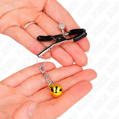 KINK - TEPELKLEMMEN MET GOUDEN JINGLEBELHANGER 6 CM