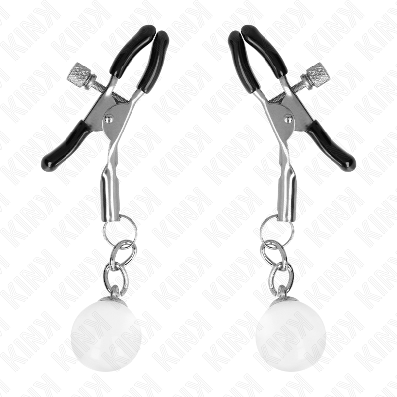 KINK - TEPELKLEMMEN MET GLAZEN KRAAL ZILVER 6 CM