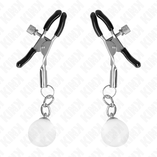 KINK - TEPELKLEMMEN MET GLAZEN KRAAL ZILVER 6 CM