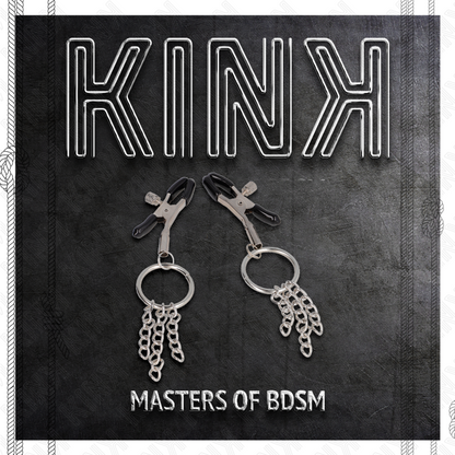 KINK - O-RING-TEPELKLEM MET KLEINE KETTING ZILVER 6 CM