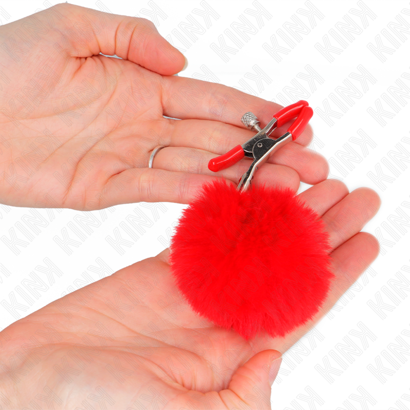 KINK - TEPELKLEM MET KUNSTBONTEN BAL ROOD 6 CM