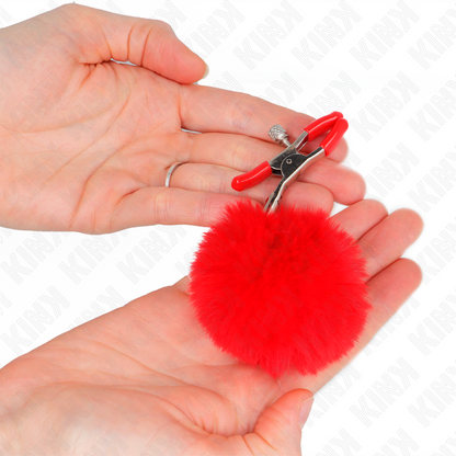 KINK - TEPELKLEM MET KUNSTBONTEN BAL ROOD 6 CM