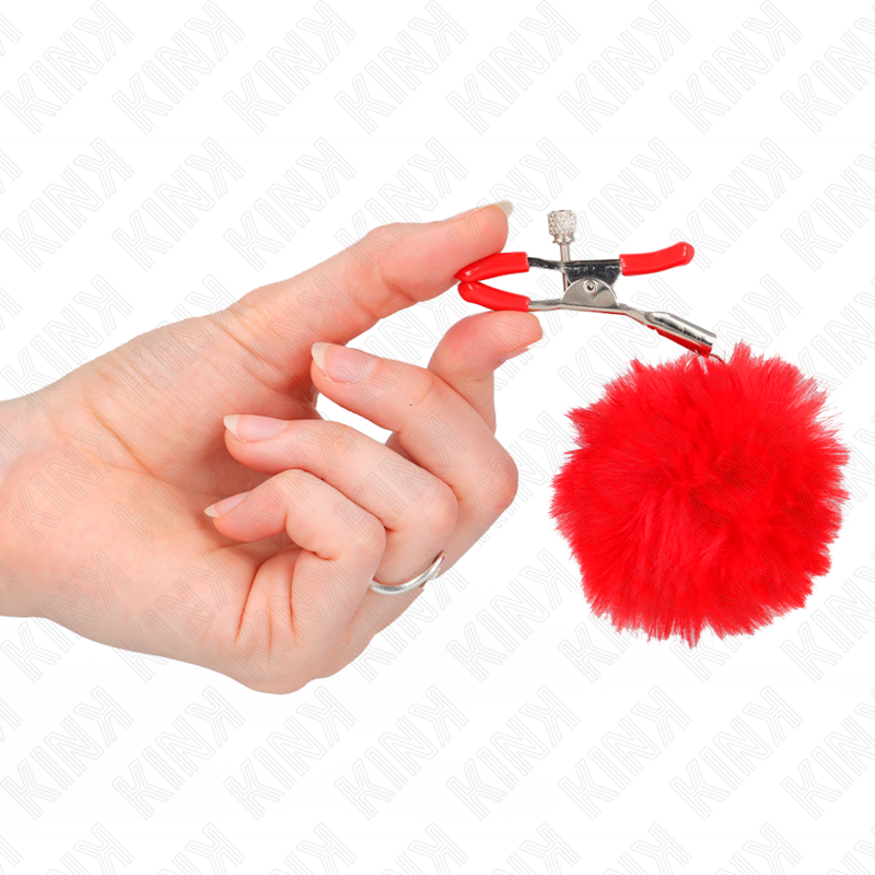 KINK - TEPELKLEM MET KUNSTBONTEN BAL ROOD 6 CM
