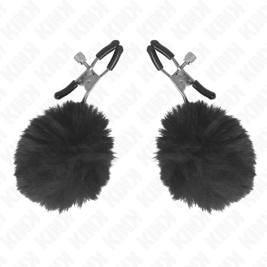 KINK - TEPELKLEM MET KUNSTBONTEN BAL ZWART 6 CM
