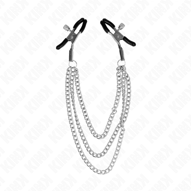 KINK - TEPELCLIPS MET 3 KETTINGEN ZILVER 20/23/28 CM
