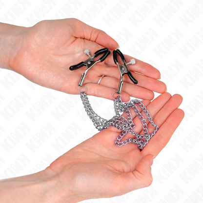 KINK - TEPELCLIPS MET 3 KETTINGEN ZILVER 20/23/28 CM