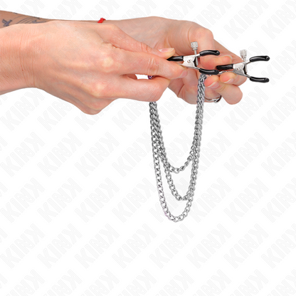 KINK - TEPELCLIPS MET 3 KETTINGEN ZILVER 20/23/28 CM