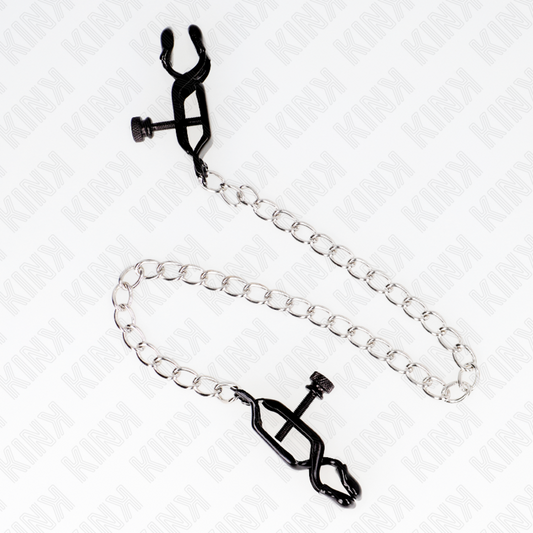 KINK - TEPELKLEMMEN MET PLATTE KETTING ZILVER 30 CM