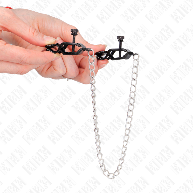 KINK - TEPELKLEMMEN MET PLATTE KETTING ZILVER 30 CM