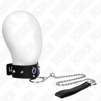 KINK - HALSBAND 65 CM MET BAND EN BLAUWE DIAMANTEN VERSTELBAAR 36-43 CM X 5 CM