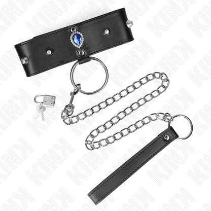 KINK - HALSBAND 65 CM MET BAND EN BLAUWE DIAMANTEN VERSTELBAAR 36-43 CM X 5 CM