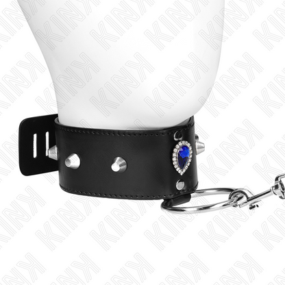 KINK - HALSBAND 65 CM MET BAND EN BLAUWE DIAMANTEN VERSTELBAAR 36-43 CM X 5 CM