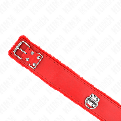 KINK - Halsband met riem 116 cm met zilveren studs model 4 rood verstelbaar 40-48 cm x 6 cm