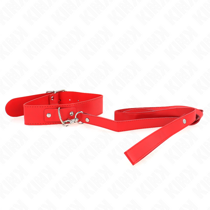 KINK - Halsband met riem 116 CM, rode band, verstelbaar 32-50 CM X 8 CM