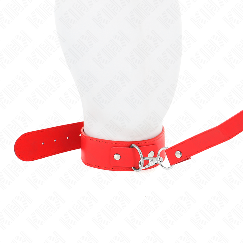 KINK - Halsband met riem 116 CM, rode band, verstelbaar 32-50 CM X 8 CM