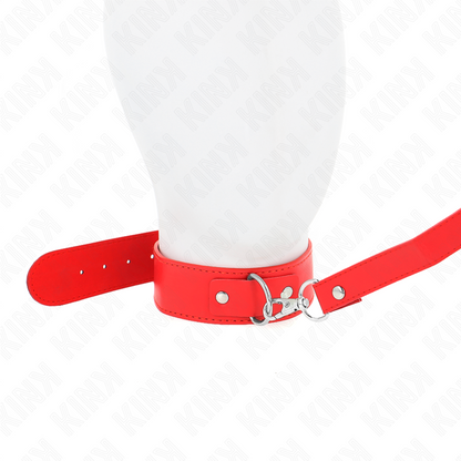 KINK - Halsband met riem 116 CM, rode band, verstelbaar 32-50 CM X 8 CM