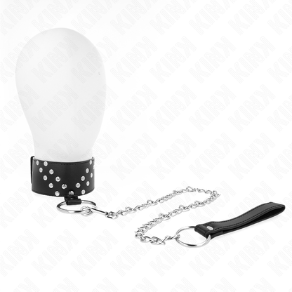 KINK - HALSBAND MET RIEM 65 CM MET V-KLINKNAGEL VERSTELBAAR 36-43 CM X 5 CM