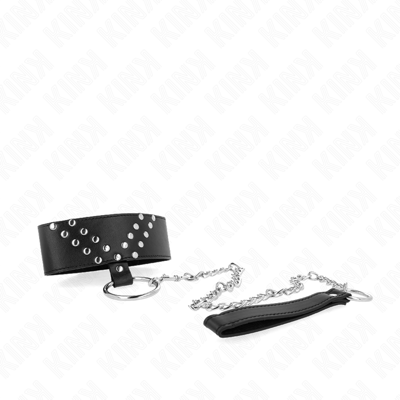 KINK - HALSBAND MET RIEM 65 CM MET V-KLINKNAGEL VERSTELBAAR 36-43 CM X 5 CM