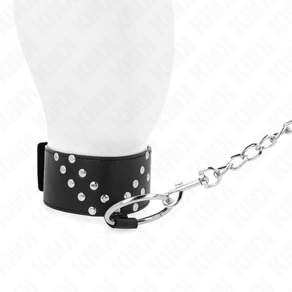KINK - HALSBAND MET RIEM 65 CM MET V-KLINKNAGEL VERSTELBAAR 36-43 CM X 5 CM