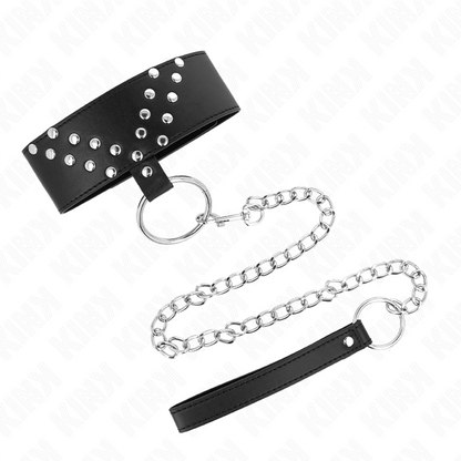 KINK - HALSBAND MET RIEM 65 CM MET V-KLINKNAGEL VERSTELBAAR 36-43 CM X 5 CM