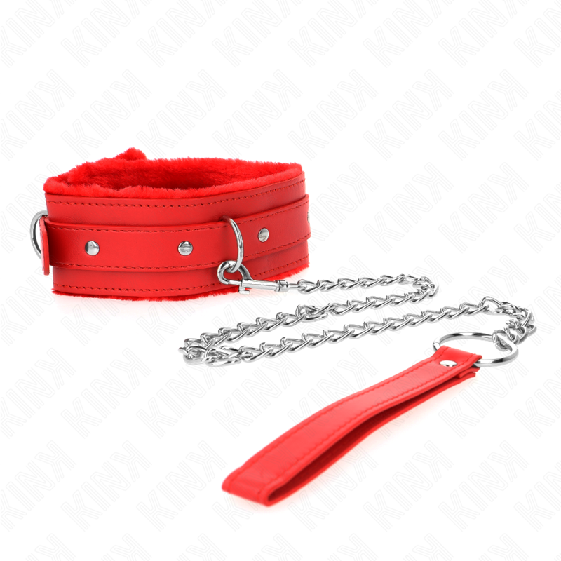 KINK - Halsband met riem 65 cm met beperkingen rood 36-42 cm x 5,5 cm