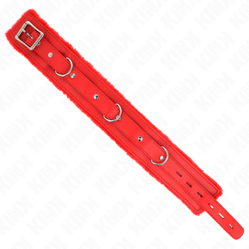 KINK - Halsband met riem 65 cm met beperkingen rood 36-42 cm x 5,5 cm