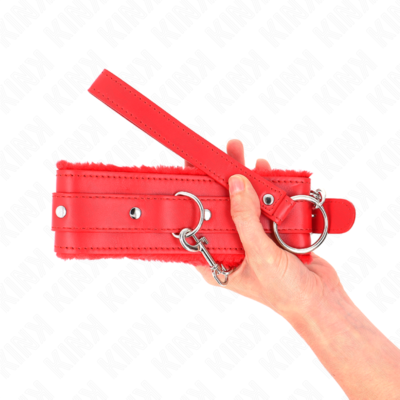 KINK - Halsband met riem 65 cm met beperkingen rood 36-42 cm x 5,5 cm