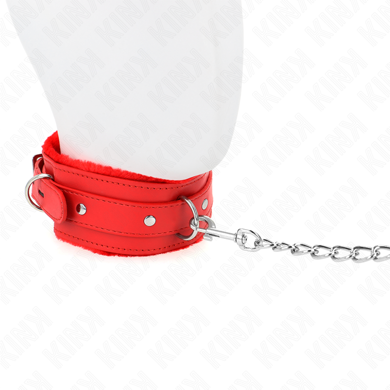 KINK - Halsband met riem 65 cm met beperkingen rood 36-42 cm x 5,5 cm