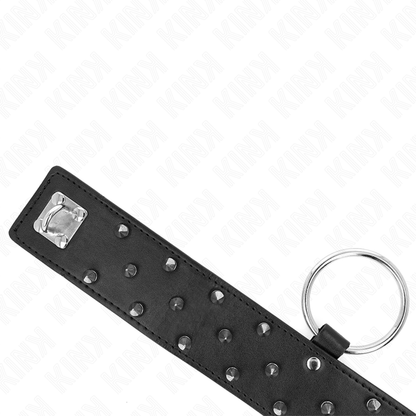 KINK - Halsband met riem 65 cm met zilveren studs model 5 verstelbaar 36-43 cm x 5 cm