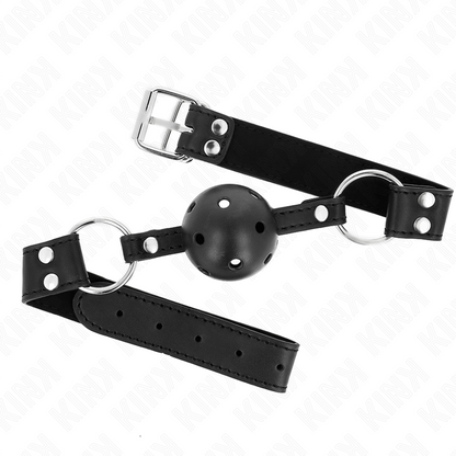 KINK - Ademend balgag van 4 CM met dubbele klinknagel, model 1, zwart, 62.5 x 2.5 CM, verstelbaar 42-58 CM