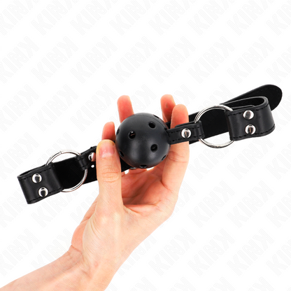 KINK - Ademend balgag van 4 CM met dubbele klinknagel, model 1, zwart, 62.5 x 2.5 CM, verstelbaar 42-58 CM