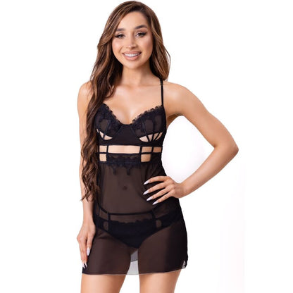 LIVCO CORSETTI FASHION - MAIA 20247 BABYDOLL + STRING ZWART S/M