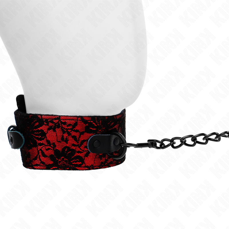 KINK - KANTEN HALSKETTING MET RIEM EN ECHTE LEREN RIEM, 105 CM / 44 X 5.5 CM