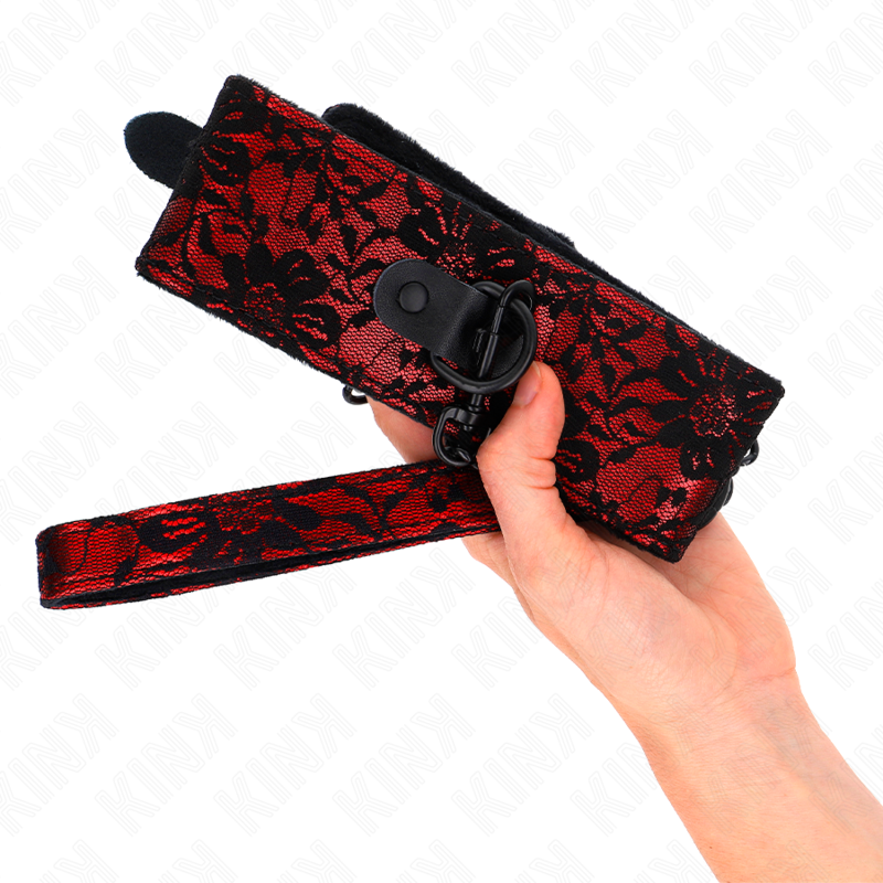 KINK - KANTEN HALSKETTING MET RIEM EN ECHTE LEREN RIEM, 105 CM / 44 X 5.5 CM