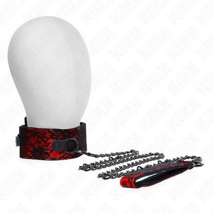 KINK - KANTEN HALSKETTING MET RIEM EN ECHTE LEREN RIEM, 105 CM / 44 X 5.5 CM