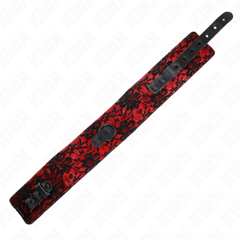 KINK - KANTEN HALSKETTING MET RIEM EN ECHTE LEREN RIEM, 105 CM / 44 X 5.5 CM