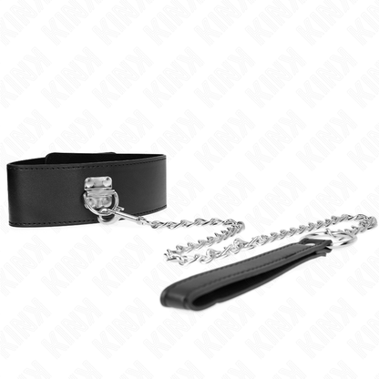 KINK - Halsband met riem 65 CM, met brede zwarte band, verstelbaar 33.5-41 CM X 5 CM