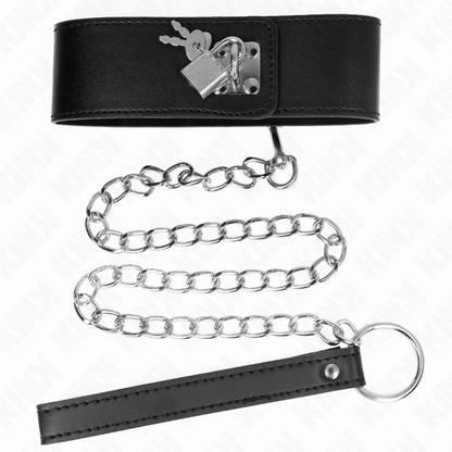 KINK - Halsband met riem 65 CM, met brede zwarte band, verstelbaar 33.5-41 CM X 5 CM